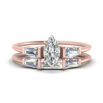 Load image into Gallery viewer, marquise-cut-bar-set-diamond-ring-with-matching-3-baguette-wedding-band-in-rose-gold-FDENS100MQ-NL-RG