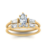 Load image into Gallery viewer, marquise-cut-bar-set-diamond-ring-with-matching-3-baguette-wedding-band-in-yellow-gold-FDENS100MQANGLE5-NL-YG