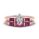 Load image into Gallery viewer, marquise-cut-bar-set-pink-sapphire-ring-with-matching-3-baguette-wedding-band-in-rose-gold-FDENS100MQGSADRPI-NL-RG