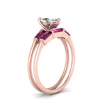 Load image into Gallery viewer, marquise-cut-bar-set-pink-sapphire-ring-with-matching-3-baguette-wedding-band-in-rose-gold-FDENS100MQGSADRPIANGLE2-NL-RG