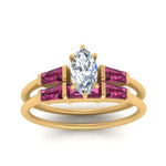 Load image into Gallery viewer, marquise-cut-bar-set-pink-sapphire-ring-with-matching-3-baguette-wedding-band-in-yellow-gold-FDENS100MQGSADRPIANGLE5-NL-YG