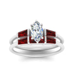 Load image into Gallery viewer, marquise-cut-bar-set-ruby-ring-with-matching-3-baguette-wedding-band-in-white-gold-FDENS100MQGRUDRANGLE5-NL-WG