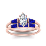 Load image into Gallery viewer, marquise-cut-bar-set-sapphire-ring-with-matching-3-baguette-wedding-band-in-rose-gold-FDENS100MQGSABLANGLE5-NL-RG