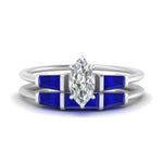 Load image into Gallery viewer, marquise-cut-bar-set-sapphire-ring-with-matching-3-baguette-wedding-band-in-white-gold-FDENS100MQGSABL-NL-WG