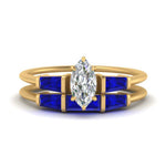 Load image into Gallery viewer, marquise-cut-bar-set-sapphire-ring-with-matching-3-baguette-wedding-band-in-yellow-gold-FDENS100MQGSABL-NL-YG