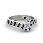 Load image into Gallery viewer, marquise-cut-diamond-wedding-ring-set-with-black-diamond-in-FDENS3007MQGBLACK-NL-WG