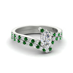 Load image into Gallery viewer, marquise-cut-diamond-wedding-ring-set-with-emerald-in-FDENS3007MQGEMGR-NL-WG