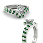 Load image into Gallery viewer, marquise-cut-diamond-wedding-ring-set-with-emerald-in-FDENS3007MQGEMGR-NL-WG