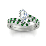 Load image into Gallery viewer, marquise-cut-diamond-wedding-ring-set-with-emerald-in-FDENS3007MQGEMGR-NL-WG