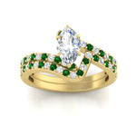Load image into Gallery viewer, marquise-cut-diamond-wedding-ring-set-with-emerald-in-FDENS3007MQGEMGR-NL-YG