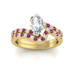 Load image into Gallery viewer, marquise-cut-diamond-wedding-ring-set-with-pink-sapphire-in-FDENS3007MQGSADRPI-NL-YG