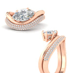 Load image into Gallery viewer, marquise-cut-pave-band-with-wave-solitaire-ring-in-rose-gold-fdens11566mq-nl-rg-w1.jpg