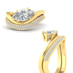 Load image into Gallery viewer, marquise-cut-pave-band-with-wave-solitaire-ring-in-yellow-gold-fdens11566mq-nl-yg-w1.jpg