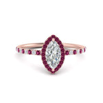 Load image into Gallery viewer, marquise-cut-pink-sapphire-halo-petite-engagement-ring-in-rose-gold-FD8523MQRGSADRPIANGLE3-NL-RG