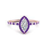 Load image into Gallery viewer, marquise-cut-purple-topaz-halo-petite-engagement-ring-in-rose-gold-FD8523MQRGVITOANGLE3-NL-RG