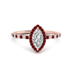 Load image into Gallery viewer, marquise-cut-ruby-halo-petite-engagement-ring-in-rose-gold-FD8523MQRGRUDRANGLE3-NL-RG