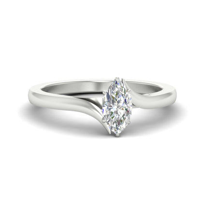 Marquise Cut Twisted Shank Solitaire Engagement Ring
