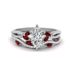 Load image into Gallery viewer, marquise-cut-twisted-vine-luxury-ruby-bridal-ring-set-in-white-gold-FDENR3211MQGRUDRANGLE3-NL-WG