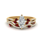 Load image into Gallery viewer, marquise-cut-twisted-vine-luxury-ruby-bridal-ring-set-in-yellow-gold-FDENR3211MQGRUDRANGLE3-NL-YG