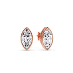 Load image into Gallery viewer, Bezel Stud Earring One Carat Marquise Diamond