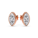 Load image into Gallery viewer, Bezel Stud Earring One Carat Marquise Diamond