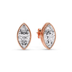 Load image into Gallery viewer, Bezel Stud Earring One Carat Marquise Diamond