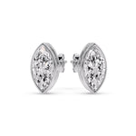 Load image into Gallery viewer, Bezel Stud Earring One Carat Marquise Diamond