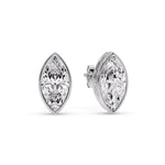 Load image into Gallery viewer, Bezel Stud Earring One Carat Marquise Diamond