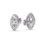Load image into Gallery viewer, Bezel Stud Earring One Carat Marquise Diamond
