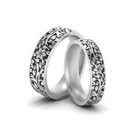Load image into Gallery viewer, men-and-women-nature-themed-wedding-bands-in-white-gold-FD10571C-NL-WG.jpg