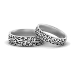 Load image into Gallery viewer, men-and-women-nature-themed-wedding-bands-in-white-gold-FD10571C-NL-WG.jpg