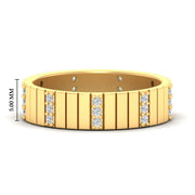 Vertical Grooved Mens Diamond Wedding band