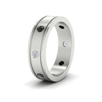 Load image into Gallery viewer, mens-bezel-set-diamond-eternity-engagement-ring-with-black-diamond-in-white-gold-fdm10342rogblackangle2-nl-wg