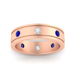 Load image into Gallery viewer, mens-bezel-set-diamond-eternity-engagement-ring-with-blue-sapphire-in-rose-gold-fdm10342rogsablangle5-nl-rg