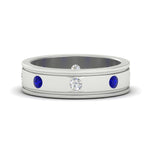 Load image into Gallery viewer, mens-bezel-set-diamond-eternity-engagement-ring-with-blue-sapphire-in-white-gold-fdm10342rogsabl-nl-wg