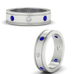 Load image into Gallery viewer, mens-bezel-set-diamond-eternity-engagement-ring-with-blue-sapphire-in-white-gold-fdm10342rogsablangle3-nl-wg
