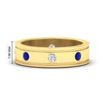 Load image into Gallery viewer, mens-bezel-set-diamond-eternity-engagement-ring-with-blue-sapphire-in-yellow-gold-fdm10342rogsabl-nl-yg-hw