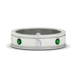 Load image into Gallery viewer, mens-bezel-set-diamond-eternity-engagement-ring-with-emerald-in-white-gold-fdm10342rogemgr-nl-wg