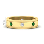 Load image into Gallery viewer, mens-bezel-set-diamond-eternity-engagement-ring-with-emerald-in-yellow-gold-fdm10342rogemgr-nl-yg-hw
