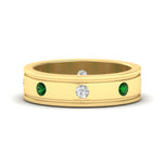 Load image into Gallery viewer, mens-bezel-set-diamond-eternity-engagement-ring-with-emerald-in-yellow-gold-fdm10342rogemgr-nl-yg