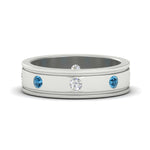 Load image into Gallery viewer, mens-bezel-set-diamond-eternity-engagement-ring-with-ice-blue-topaz-in-white-gold-fdm10342rogicblto-nl-wg