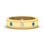 Load image into Gallery viewer, mens-bezel-set-diamond-eternity-engagement-ring-with-ice-blue-topaz-in-yellow-gold-fdm10342rogicblto-nl-yg