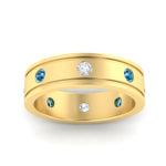 Load image into Gallery viewer, mens-bezel-set-diamond-eternity-engagement-ring-with-ice-blue-topaz-in-yellow-gold-fdm10342rogicbltoangle5-nl-yg