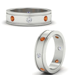 Load image into Gallery viewer, mens-bezel-set-diamond-eternity-engagement-ring-with-orange-sapphire-in-white-gold-fdm10342rogsaorangle3-nl-wg