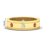 Load image into Gallery viewer, mens-bezel-set-diamond-eternity-engagement-ring-with-orange-sapphire-in-yellow-gold-fdm10342rogsaor-nl-yg-hw