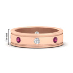 Load image into Gallery viewer, mens-bezel-set-diamond-eternity-engagement-ring-with-pink-sapphire-in-rose-gold-fdm10342rogsadrpi-nl-rg-hw