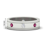 Load image into Gallery viewer, mens-bezel-set-diamond-eternity-engagement-ring-with-pink-sapphire-in-white-gold-fdm10342rogsadrpi-nl-wg-hw