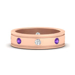 Load image into Gallery viewer, mens-bezel-set-diamond-eternity-engagement-ring-with-purple-amethyst-in-rose-gold-fdm10342rogvito-nl-rg