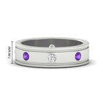 Load image into Gallery viewer, mens-bezel-set-diamond-eternity-engagement-ring-with-purple-amethyst-in-white-gold-fdm10342rogvito-nl-wg-hw