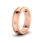 Load image into Gallery viewer, mens-bezel-set-diamond-eternity-engagement-ring-with-ruby-in-rose-gold-fdm10342rogrudrangle2-nl-rg